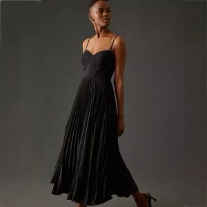 Anthropologie Black Pleated Midi Dress
